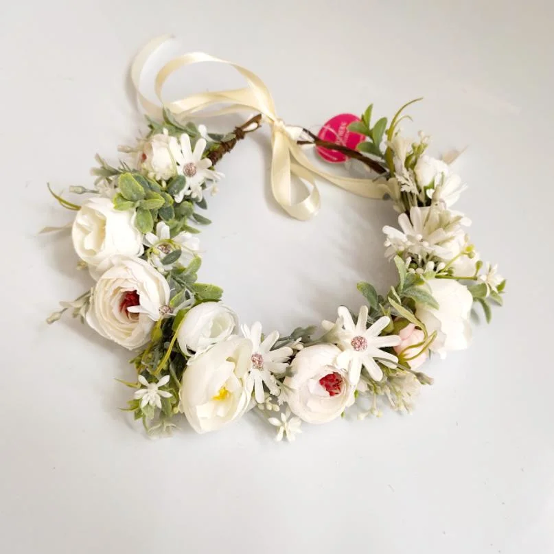 Floral Wedding Crown Photograph Artificial White Flower Head Wreath